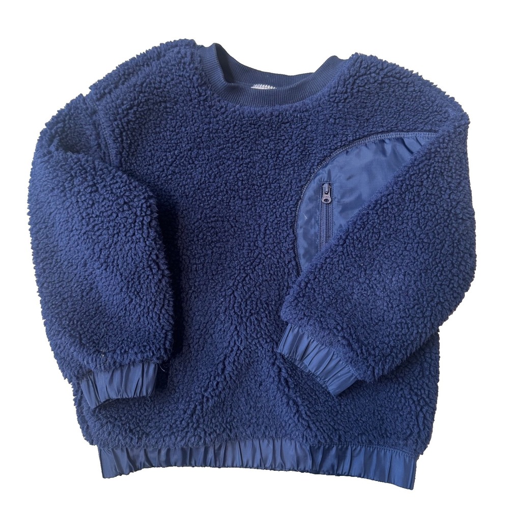 Hanna Andersson Navy Blue Cozy Soft Sherpa Sweatshirt Sz 100 cm / 4T